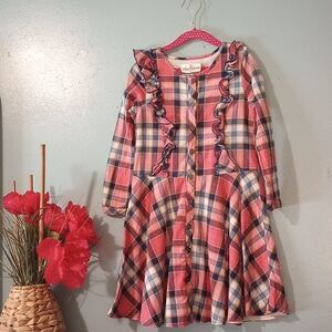 Rare edition girls pink plaid long sleeve dress